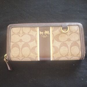 Coach Brown and Tan Signature Wallet